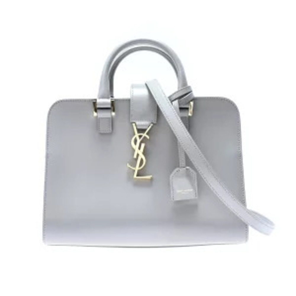 Saint Laurent Baby Cabas Handbag Gray Leather